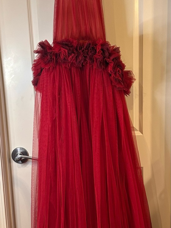 Dresses & Skirts - Red Tulle Ruffle Halter Maxi Gown Formal Dress Women’s Medium